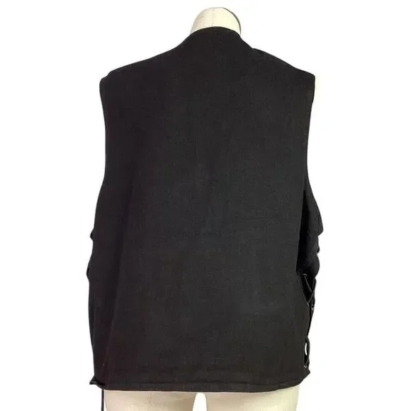 Allstate Vest Men 4X Black Cotton Denim Side Lace Pockets Snaps Motorcycle Biker - Picture 6 of 8